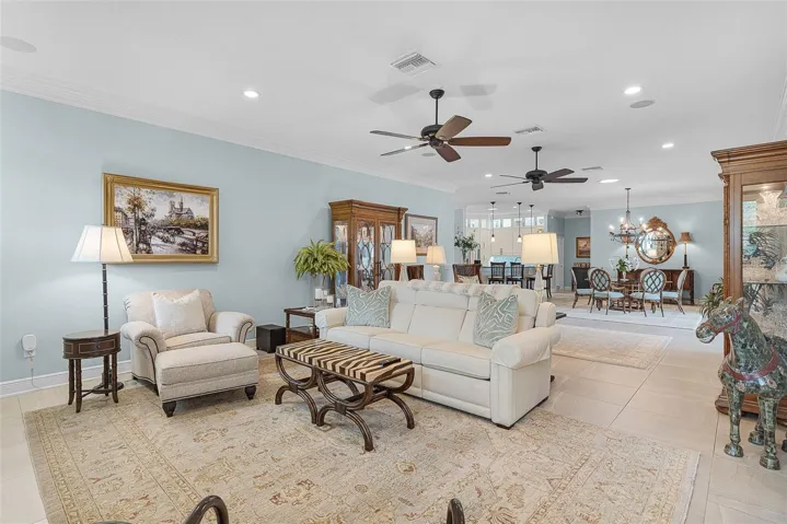 Living room across to dining room