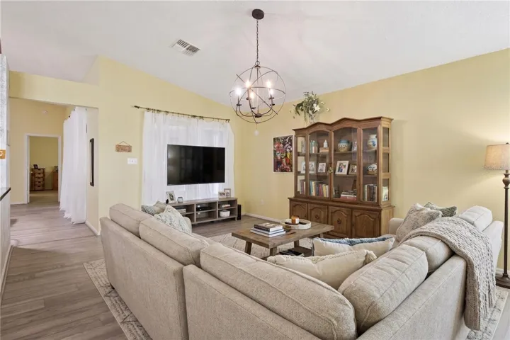 Virtually Staged Family Room from Kitchen