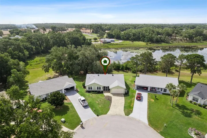 Aerial of Property Overlooking Pond