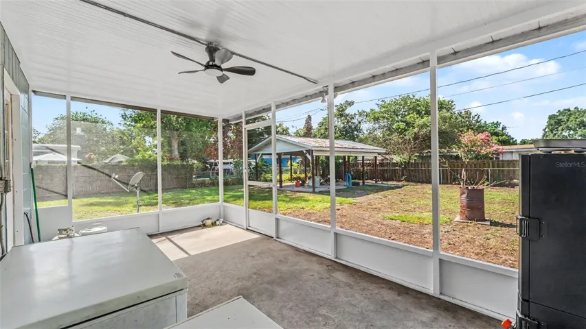Screened back porch with power