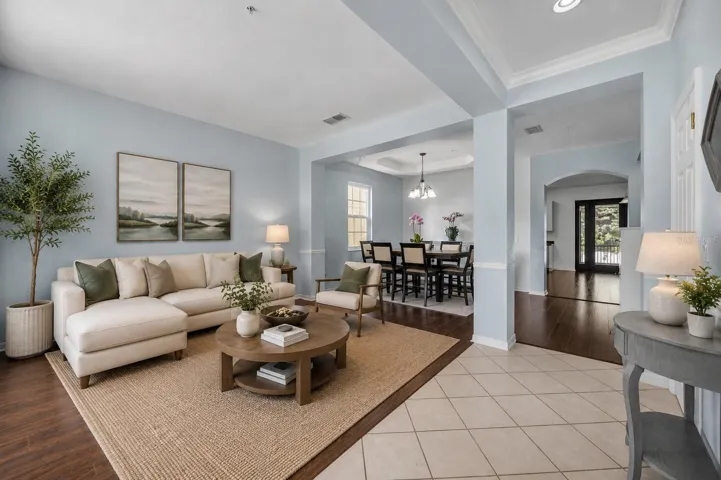 Partial virtual staging to show formal living area