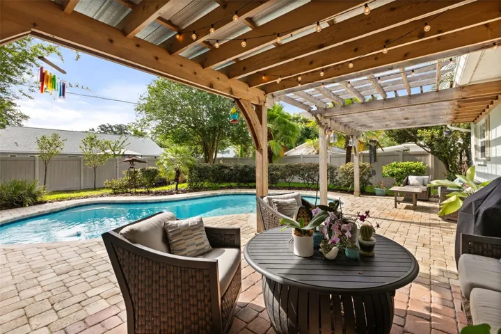 view from under custom covered pergola