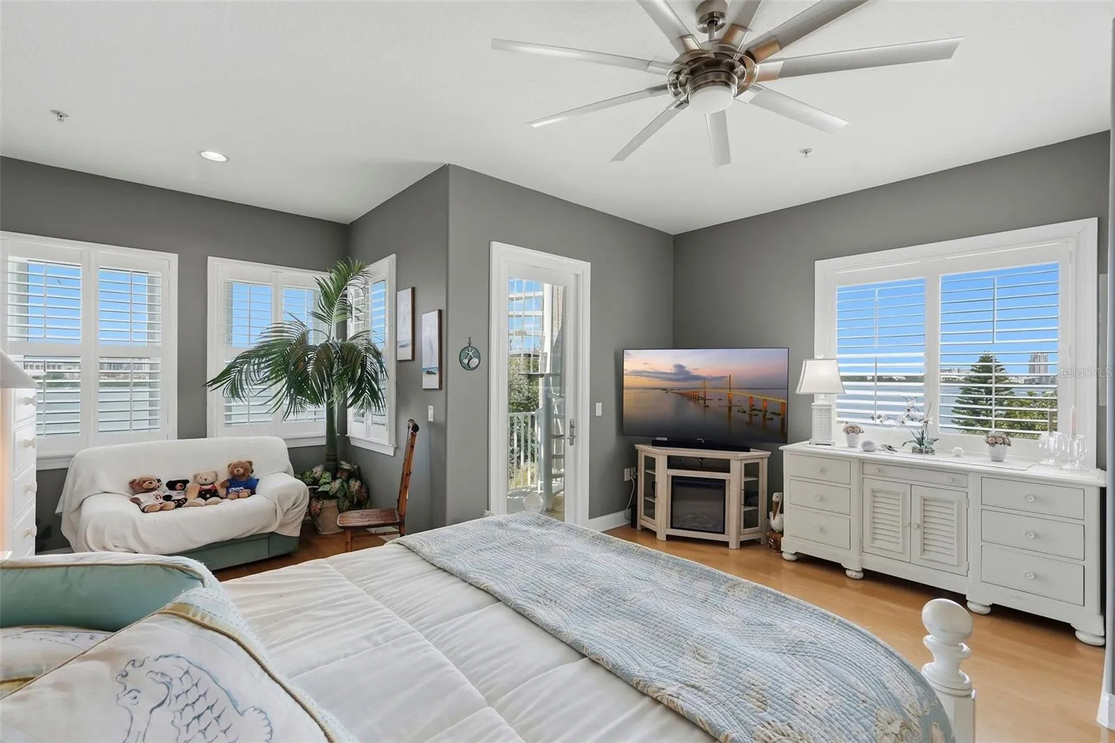 A most charming seaside master! Spiral stairway leads to rooftop terrace.
