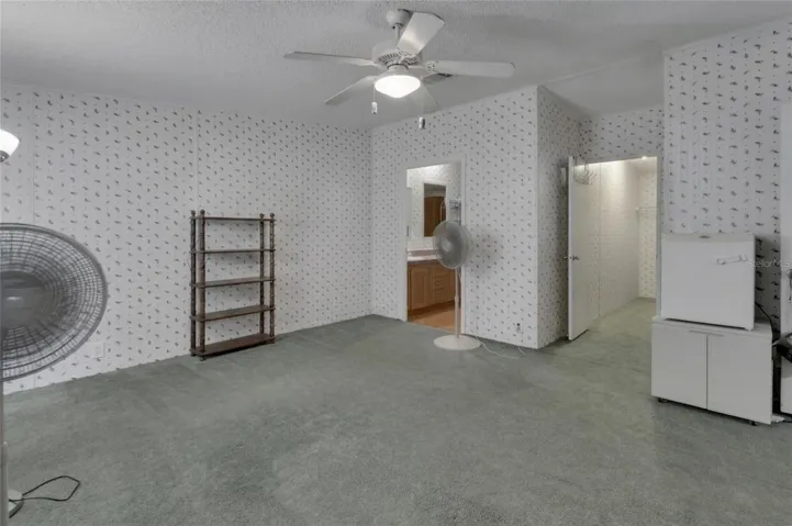 primary bedroom view to bath and walk in closet