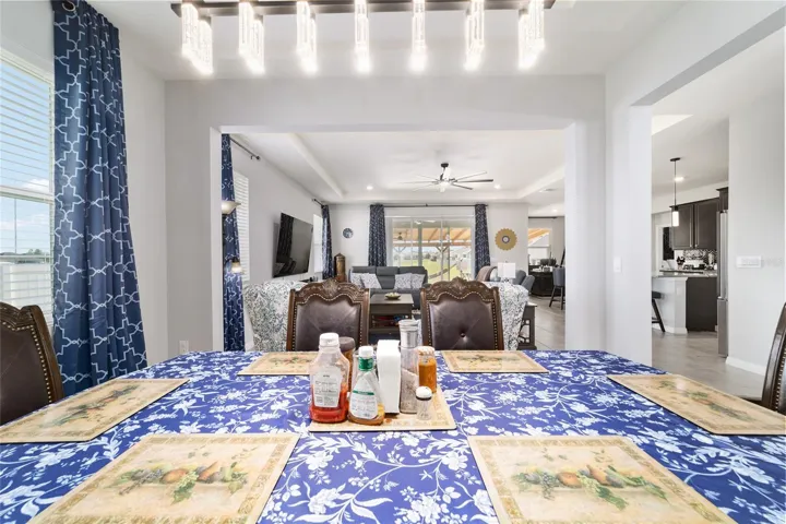 Dinning room with great room and lanai view