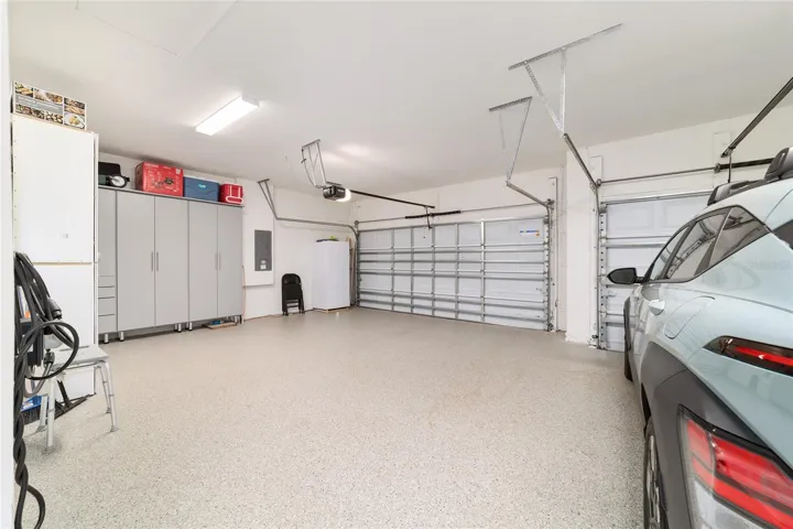 Garage with epoxy flooring
