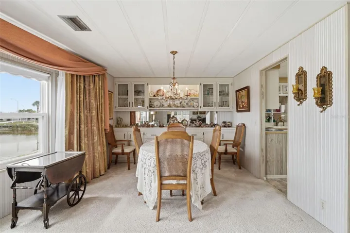 Formal dining area with built-ins