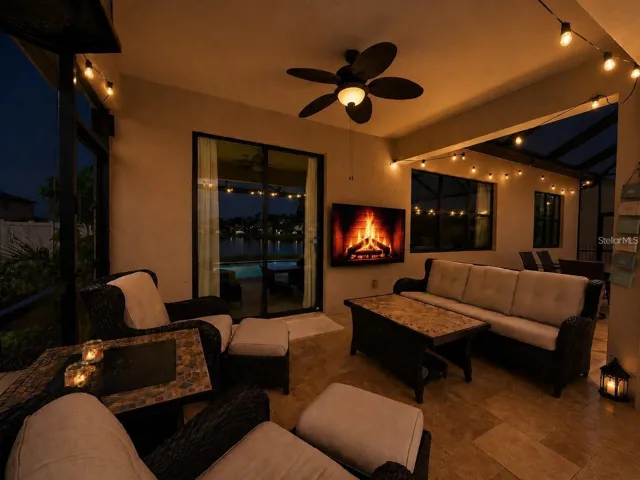 Covered Lanai Area with Wall-Mounted TV
