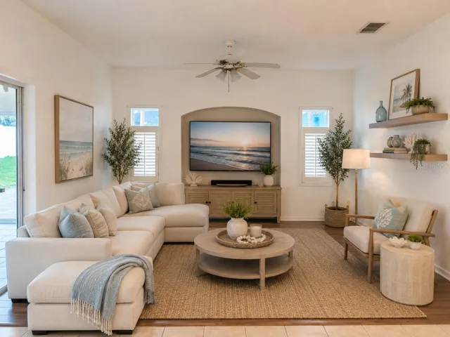 This room has been virtually staged to show furnishing possibility