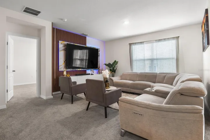 Living area with custom made tv all mount