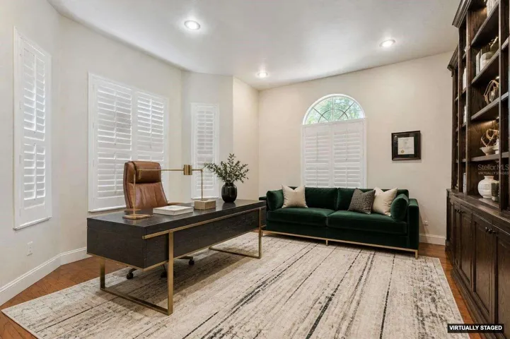 *Virtually Staged* Office with built in shelves