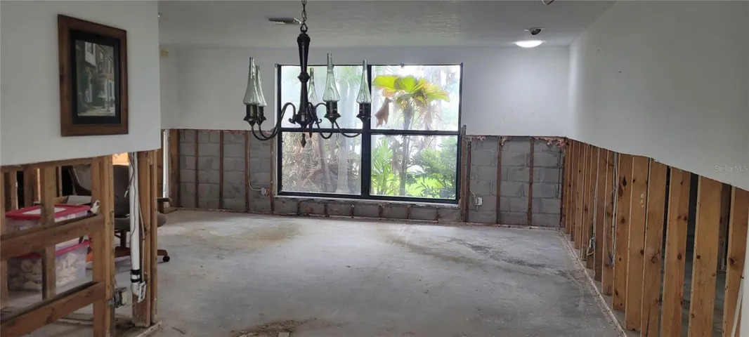 Dining area looking into living room