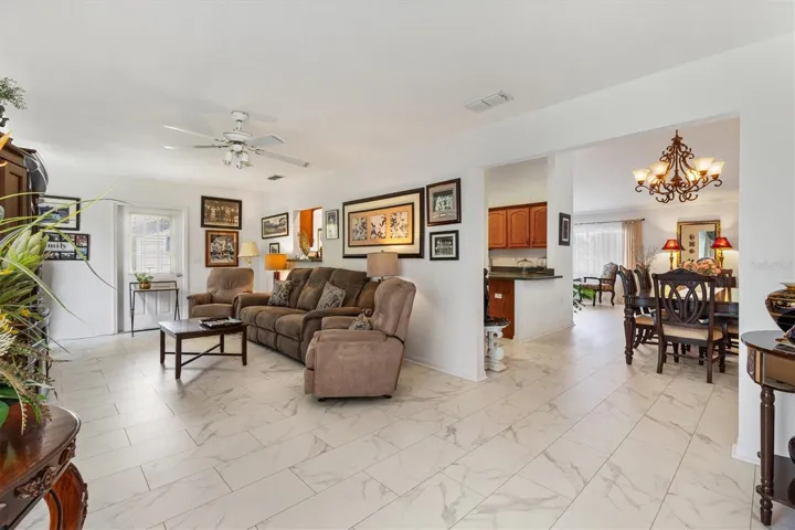Florida room looking toward dining room and kitchen