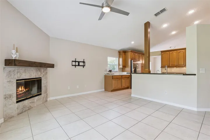 Living room with fireplace
