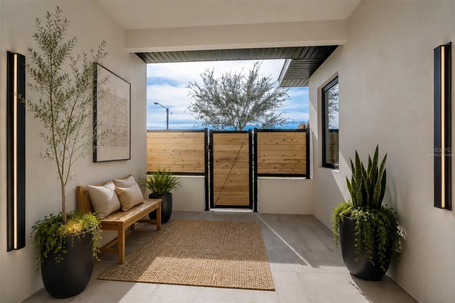 Entrance courtyard virtually staged