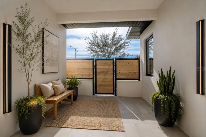 Entrance courtyard virtually staged
