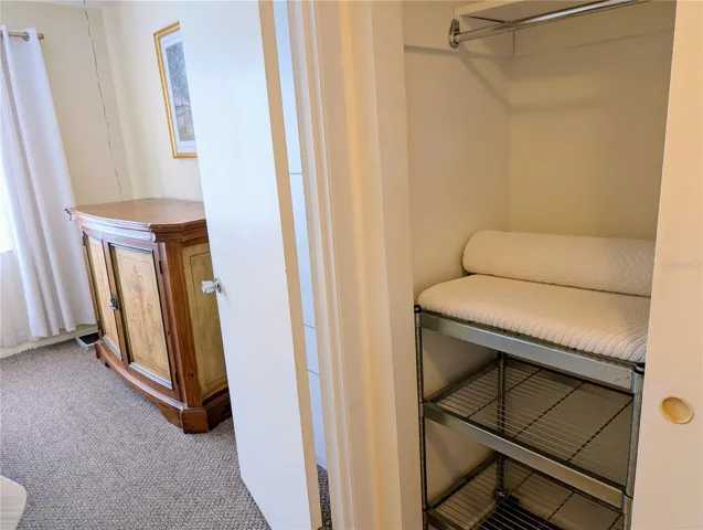 Hallway closet and entry to bedroom