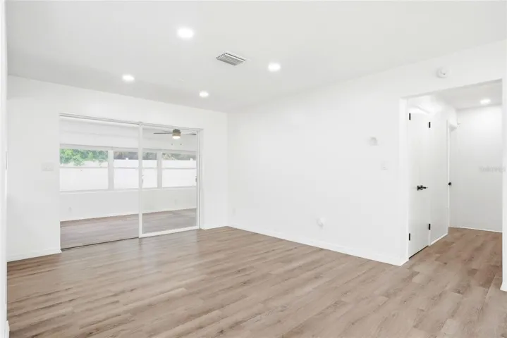 Dining room with kitchen to the left