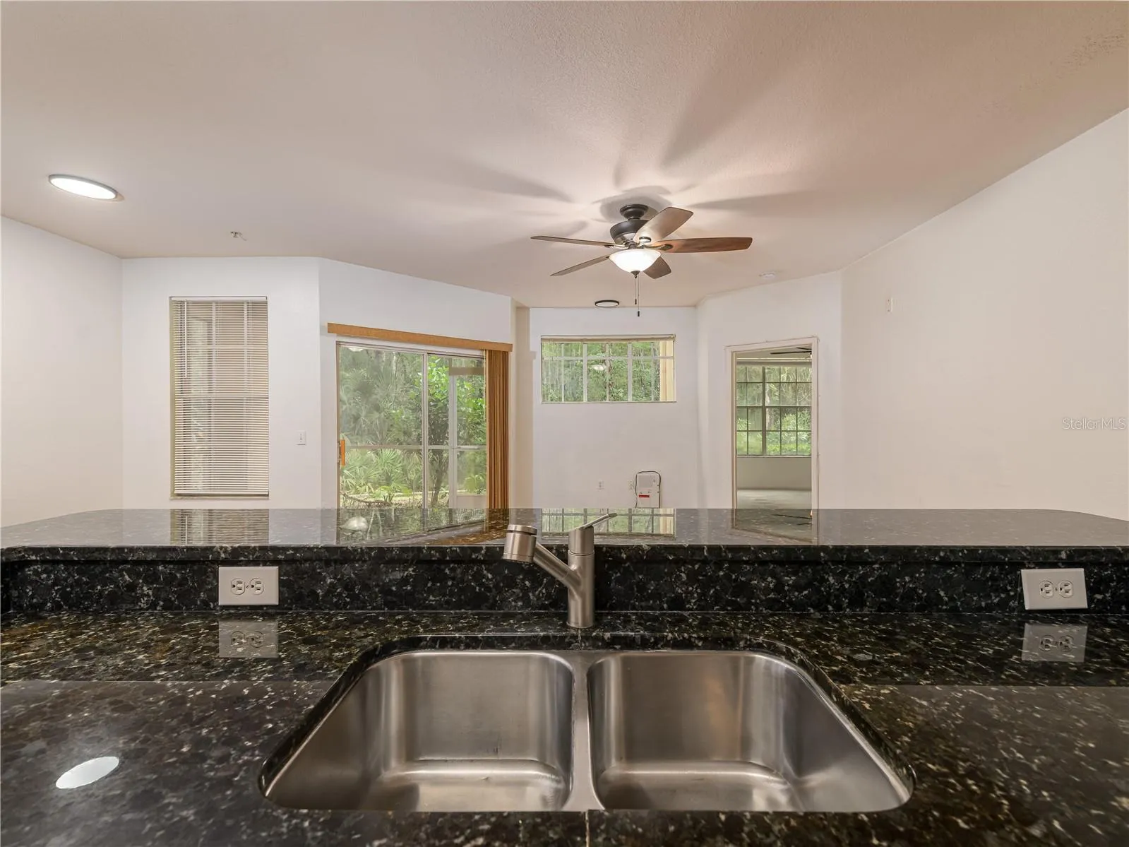 kitchen open to living area