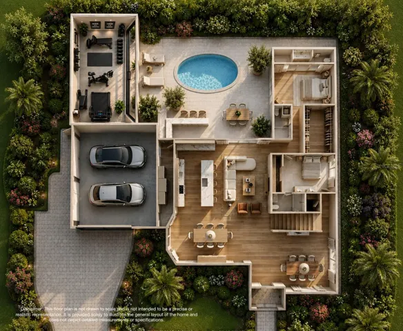 First Floor - Disclaimer: This floor plan is not drawn to scale and is not intended to be a precise or realistic representation. It is provided solely to illustrate the general layout of the home and does not depict detailed measurements or specifications.
