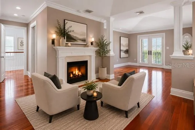 Primary bedroom sitting area virtual staged