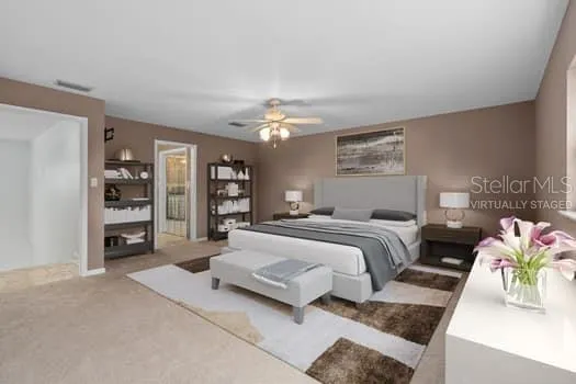 virtually staged primary bedroom
