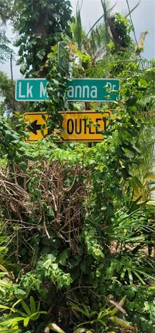 Peaceful Lake Marianna Street with lush green surroundings and a No Outlet sign