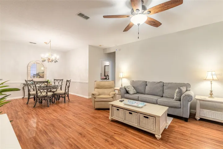 Large living room and dining area