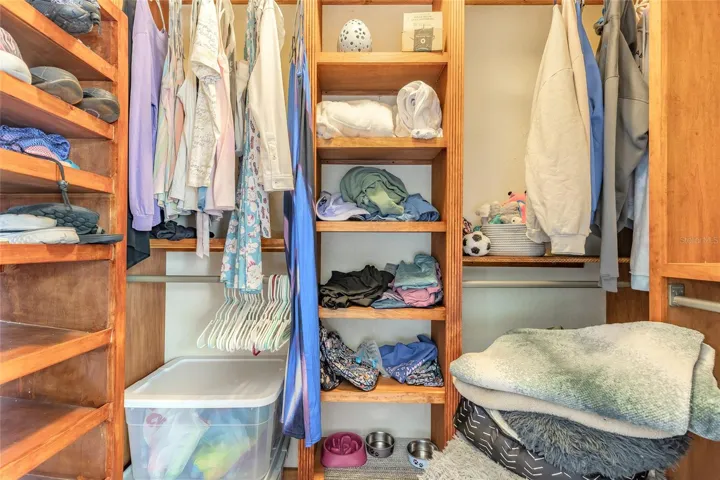 Walk in closet with built in shelves