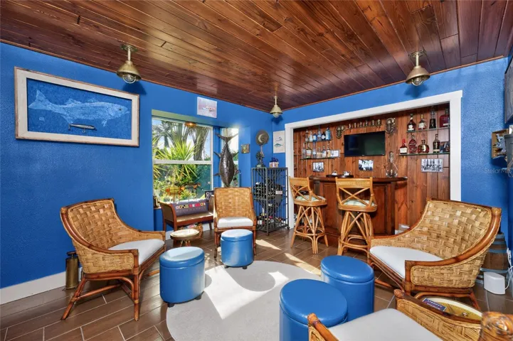 The 4th Bedroom is converted to a nautical bar