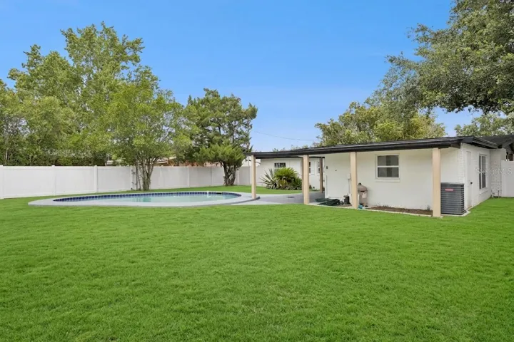 Large fenced backyard