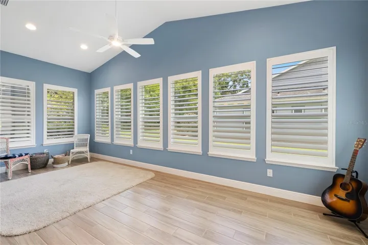 Walls of windows with Plantation shutters