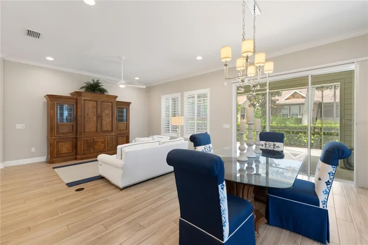 Sliding doors lead to the outdoor living space