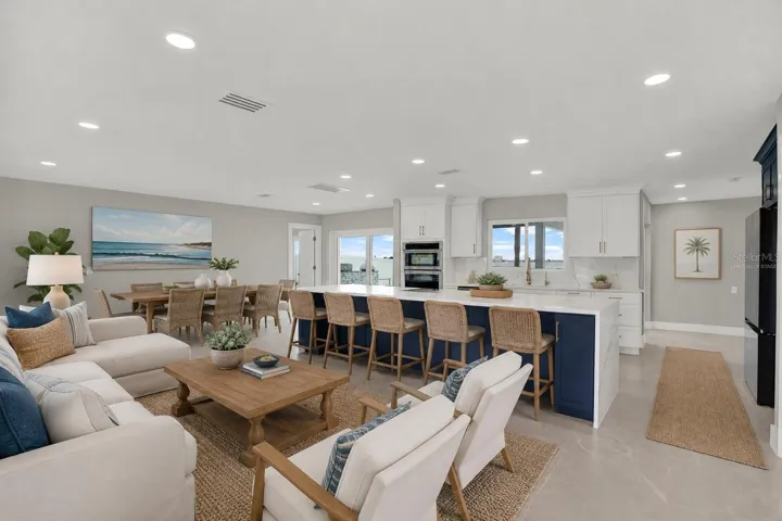 Virtually Staged Living Room and Kitchen