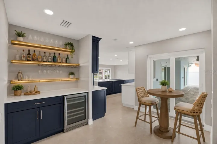 Virtually Staged Kitchen and Built-In Bar
