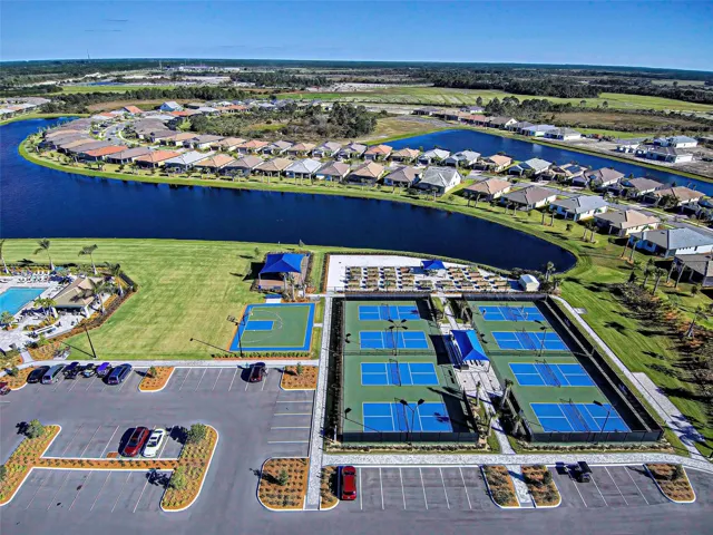 Aerial view of the pickleball courts