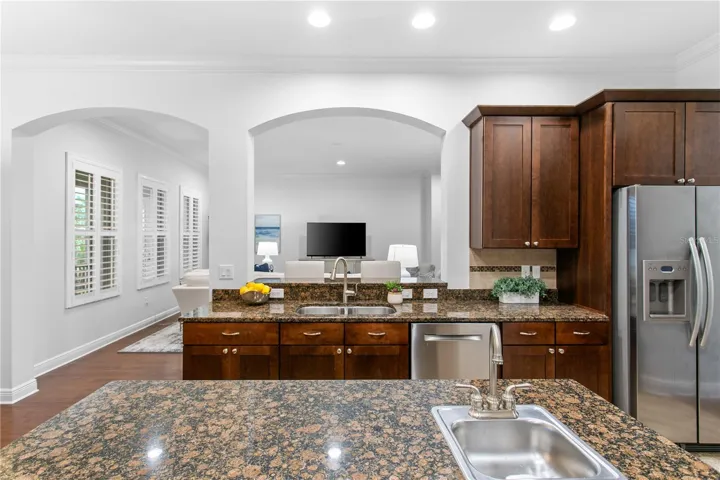 The kitchen has views overlooking the family room so you're always part of the conversation whether hosting friends or enjoying a casual evening at home.