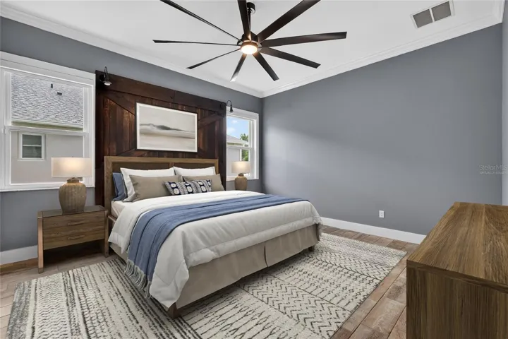 Virtually staged Primary Bedroom ~