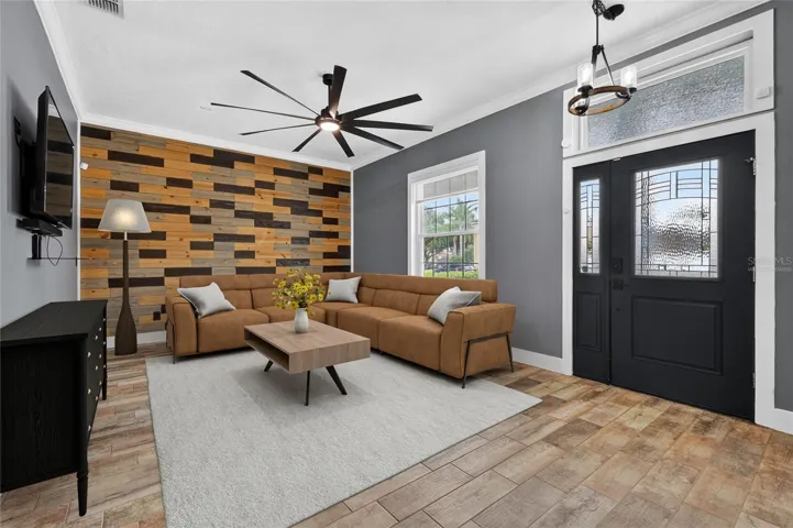 Virtually staged Living Room ~
