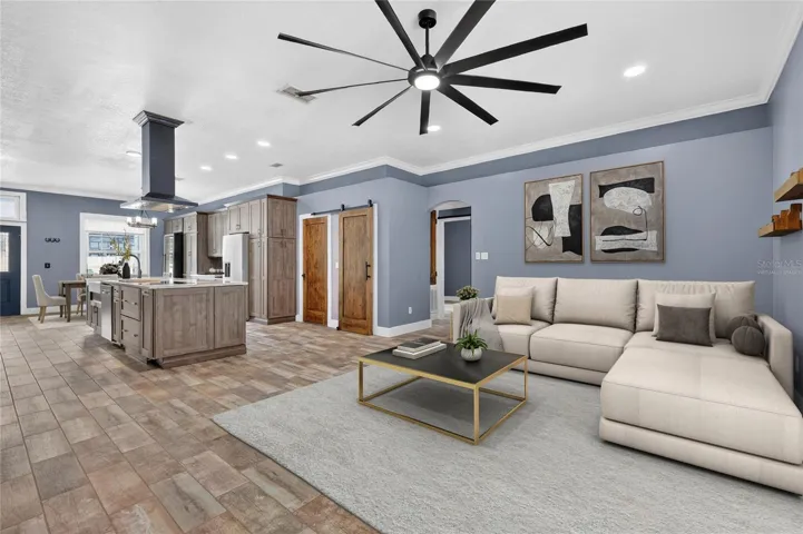 Virtually staged Family Room ~