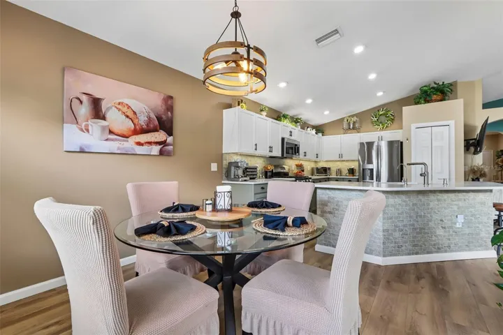 breakfast nook and remodeled kitchen