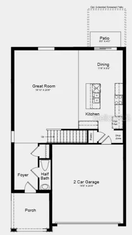First Floor Plan - Additional Highlights Include: washer, dryer, refrigerator, whole house blinds