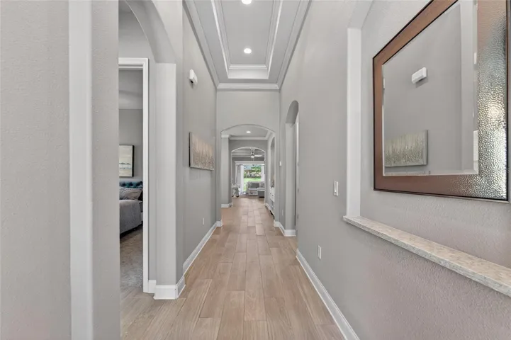 Large Front Hallway with tile "wood look" flooring