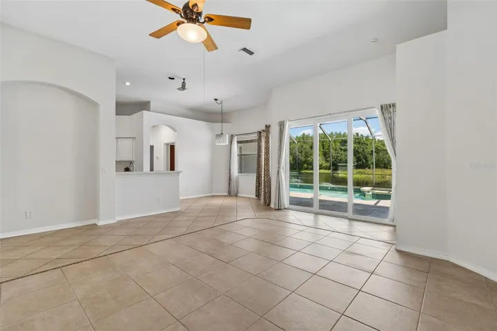Living room looking out into pool yard