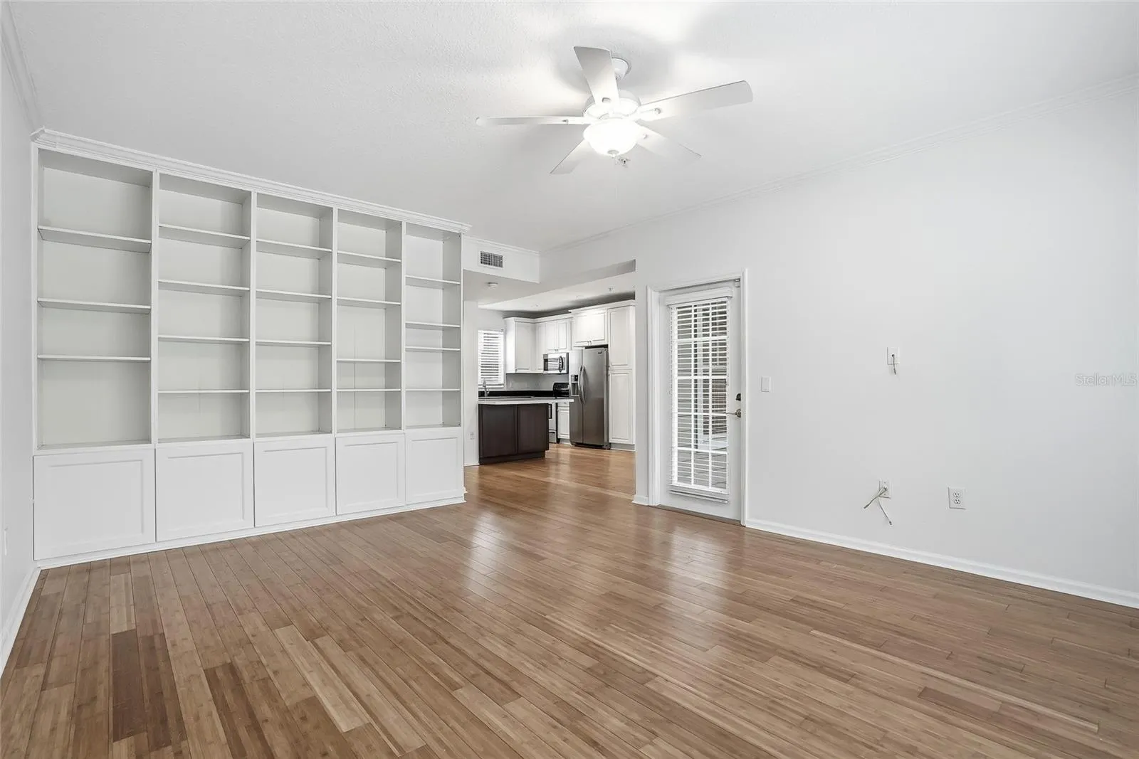 Living Space with a Custom Built in Shelf