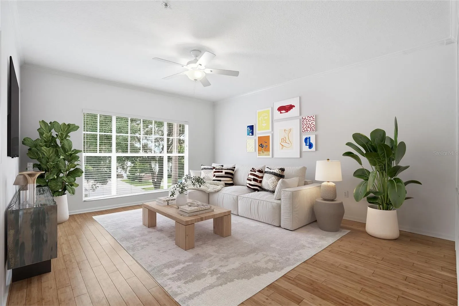 Living Space a ton of light with floor to ceiling windows.