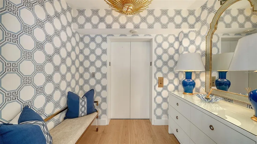 The chic foyer greets you in your private elevator