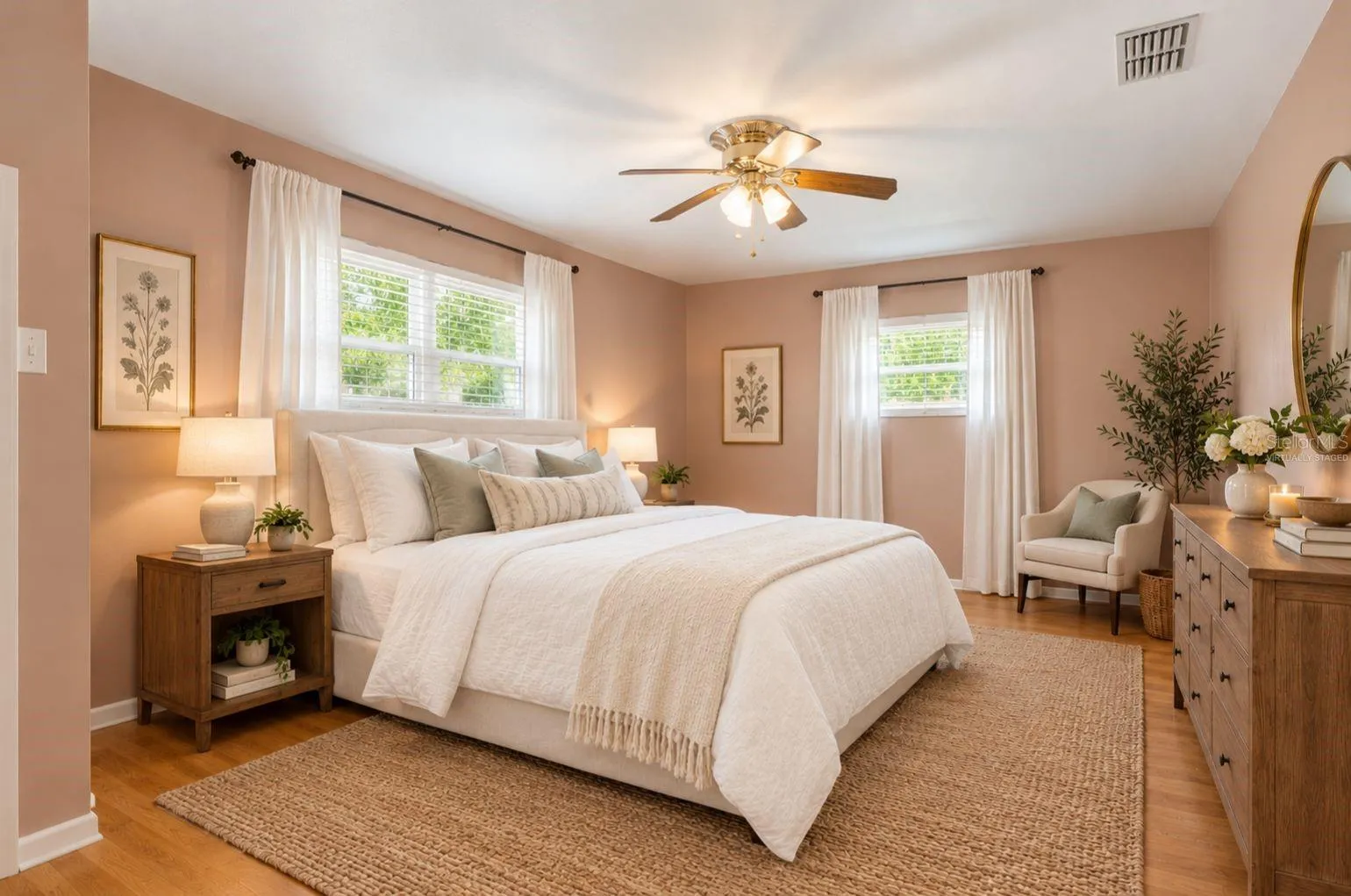 virtually staged bedroom number one