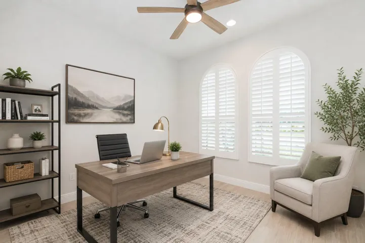 Virtually Staged Bedroom 1 as Office