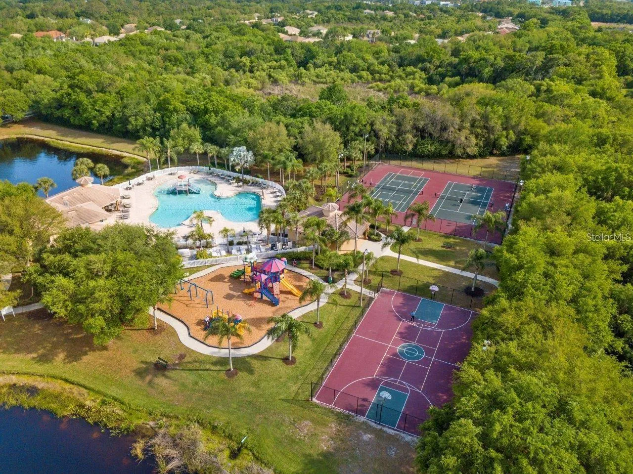 Community center East, splash pad for younger ones enjoyment, playground, basketball, tennis courts